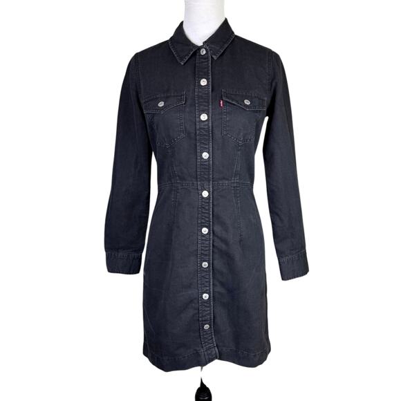 Levi's Black Denim Shirt Dress - Picture 3 of 15